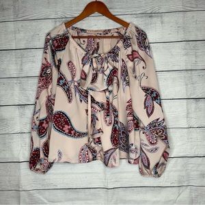 Nanette Leopore Pink Off The Shoulder Paisley Blouse